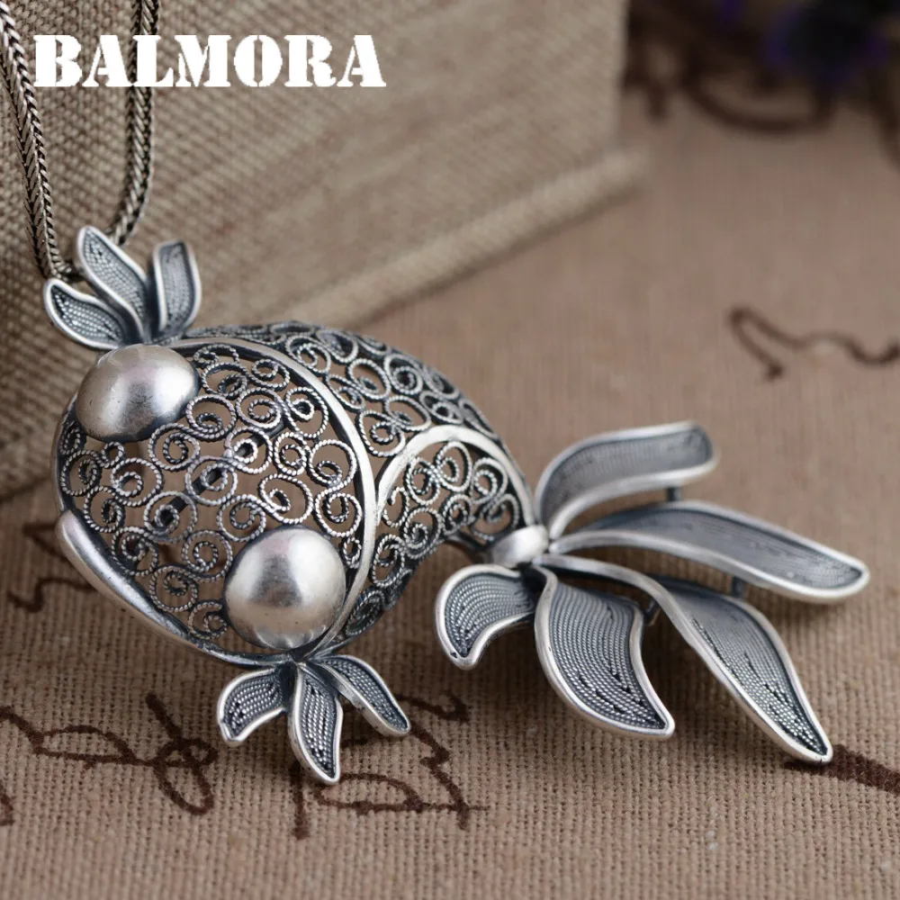 Женская винтажная Золотая рыбка BALMORA из серебра 925 пробы с отверстиями тайские