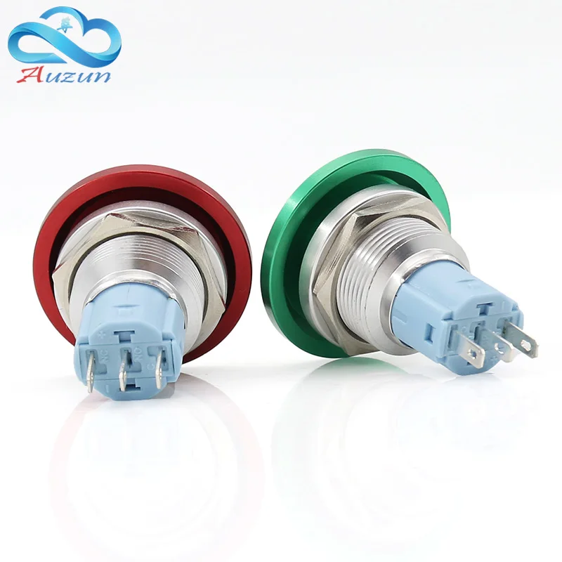 Металлический кнопочный переключатель 19 мм плоская головка самоблокирующаяся