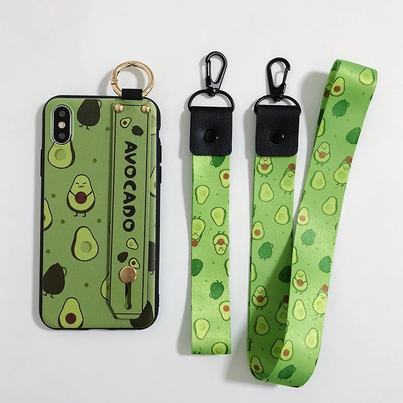 SoCouple чехол для телефона для iphone XR X Xs max 11 Pro Max 7 8 6 6s plus фрукты авокадо Мягкий ТПУ шейный ремешок для запястья чехол