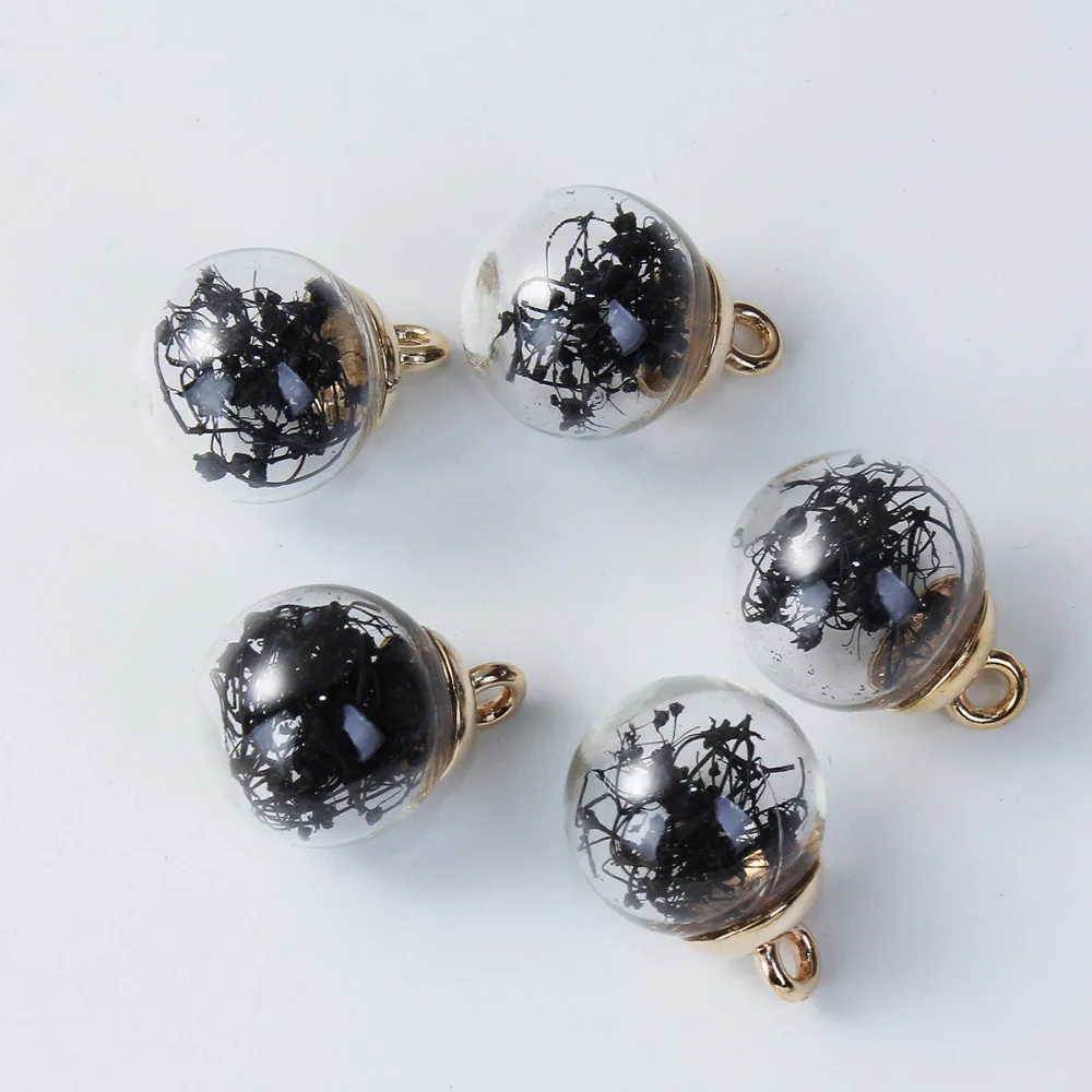 DoreenBeads DIY подвесные стеклянные бусы, амулеты, бутылки, цветные высушенные цветы, прозрачные 22 мм x 16 мм(7/" x 5/8")-21 мм x 16 мм, 5 шт