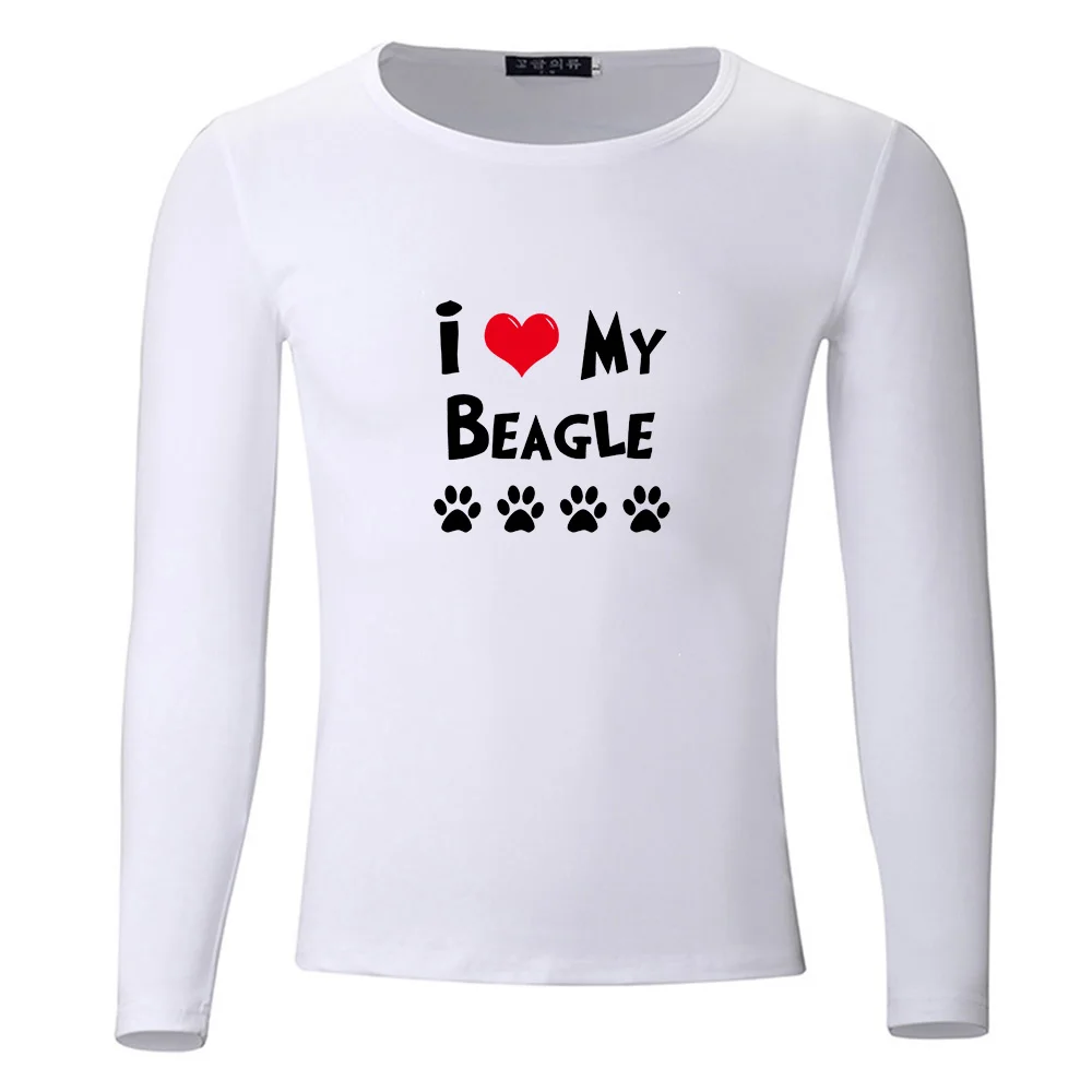 Весенне осенняя футболка для студентов с надписью I love my Beagle Dogs больших размеров
