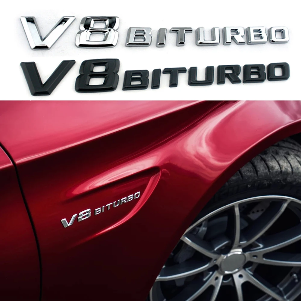 Логотип V8 BITURBO для автомобильного брызговика боковая эмблема 3D наклейка Mercedes Benz