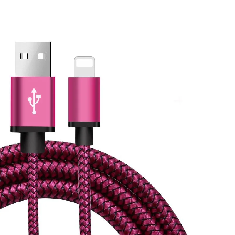 Usb-кабель для зарядки и передачи данных для iPhone 6 S 6 S 5 5S SE 5SE 7 8 Plus X XR XS Max iPad, короткий длинный провод для быстрой зарядки 1 м 2 м 3 м - Цвет: Wine red