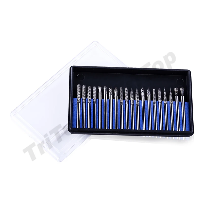 

Free shipping High Quality 20pcs singe flute head set 1/8" Tungsten Carbide 3mm Rotary Cutter files Set CNC Engraving bit