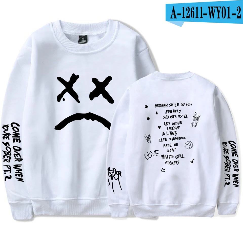Слоновая кость Rep Lil Peep Женская и мужская весенняя одежда новая горячая распродажа Harajuku монолитным длинным рукавом толстовки с принтом Kpops Толстовка Мода 4XL - Цвет: Слоновая кость