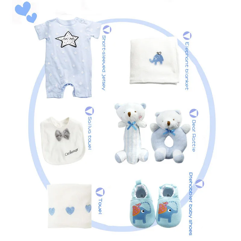 no box 0-12M комплект детской одежды хлопок мультфильм Луна Звезда мальчики девочки обувь игрушки-одеяла Новорожденные подарки детская одежда набор игрушек включает 7 шт - Цвет: no box