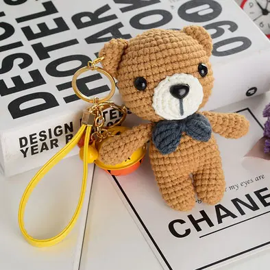 12*8 см коричневый Kawaii Медведь симпатичный брелок крючком ручной вязки Amigurumi