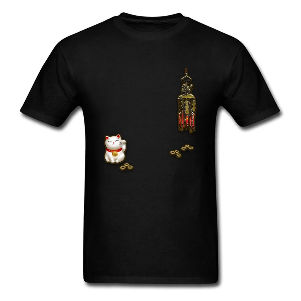 Футболка на новый год Мужская футболка с надписью Lucky Cat And His Coins одежда мультяшным