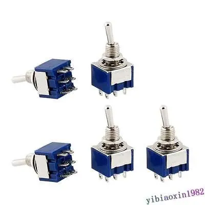 

50 Pcs Blue Metal Plastic AC 250V 3A ON-ON 2 Position DPDT Mini Toggle Switch