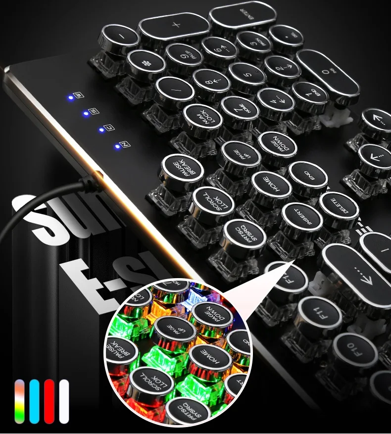 E Sports стимпанк Ретро круглая клавиатура USB Проводная Механическая игровая с