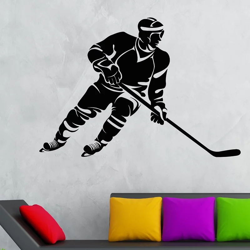 POOMOO декор, Хоккей с шайбой, Спортивная настенная наклейка, домашний декор, съемная виниловая наклейка, настенное искусство «сделай сам», роспись, обои, Декор, наклейка