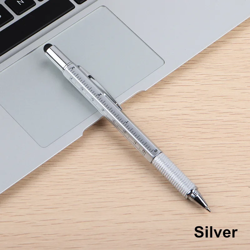 Silver 1 шт., 7 цветов, новинка, многофункциональная отвертка, шариковая ручка, сенсорный экран, Подарочный инструмент, школьные офисные принадлежности, канцелярская ручка - Цвет: Silver