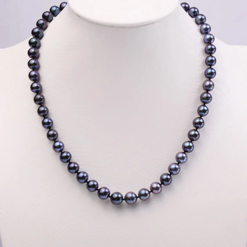 JYX Classic Round Natural Freshwater Cultured Pearl Necklace 18&quot(pink black) AAA | Украшения и аксессуары