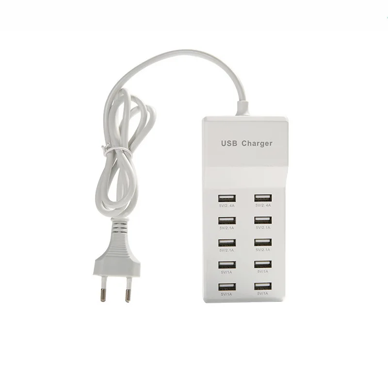 

60W Fast Charge For Phone 10 Ports USB Charging Station Desktop Mobile Phone Charger Adapte For iPhone Tablet PC