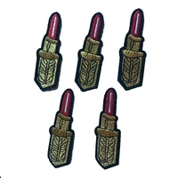 wu yu cong small lipsticks embroidered patch iron on embroidery applique patches for kids clothes bags shoes accessories 3piece