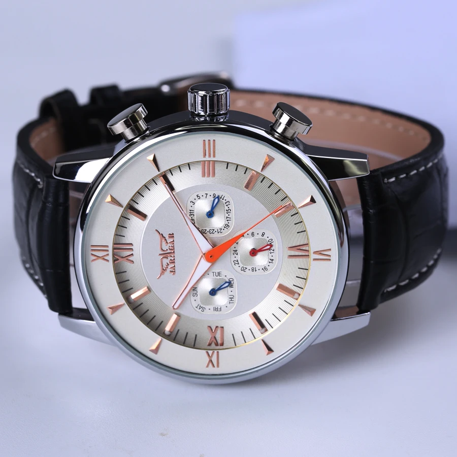 Часы Jaragar Мужские С 3 маленькими циферблатами модные брендовые Роскошные