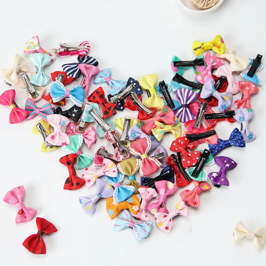 Заколки для волос в горошек девочек милые однотонные мини-бантики разных цветов