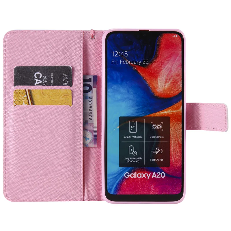 For Samsung A20 Case Flip Luxury PU Leather Back Cover Phone Galaxy A 20 GalaxyA20 A205F A205 SM-A205F | Мобильные телефоны и