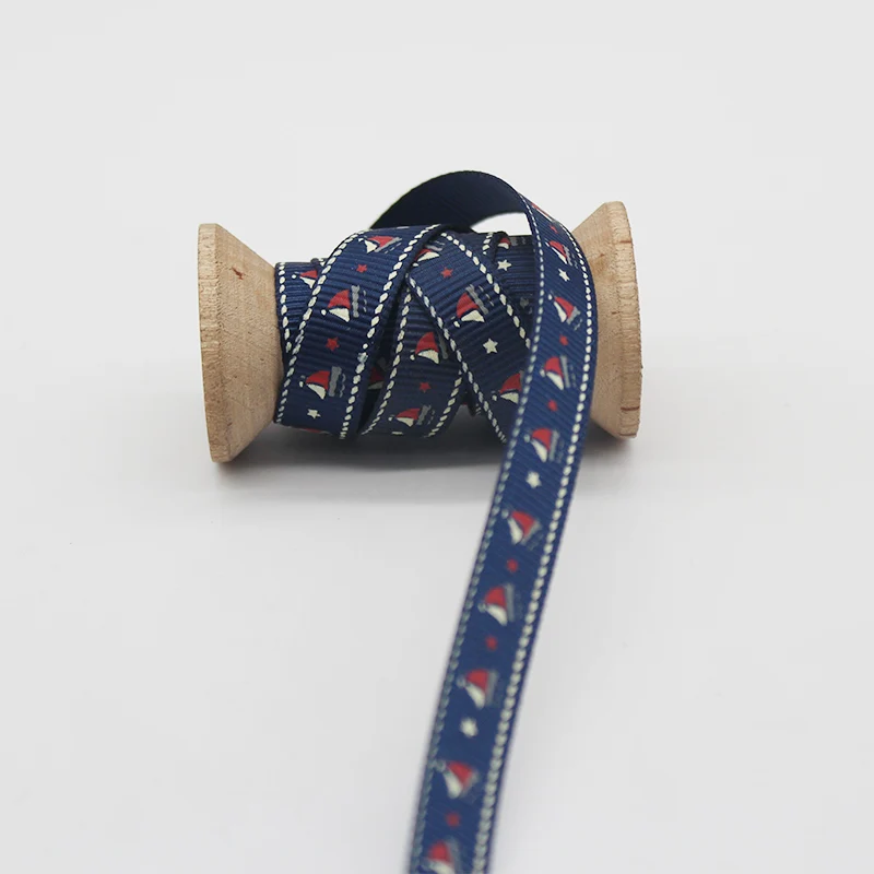 9mm Navy Sailboat Самая большая коллекция 3/8 дюймов(9 мм/10 мм/1 см) печатные корсажные ленты цветочные звезды парусник флаг животное полосатый Гепард панда - Цвет: 9mm Navy Sailboat