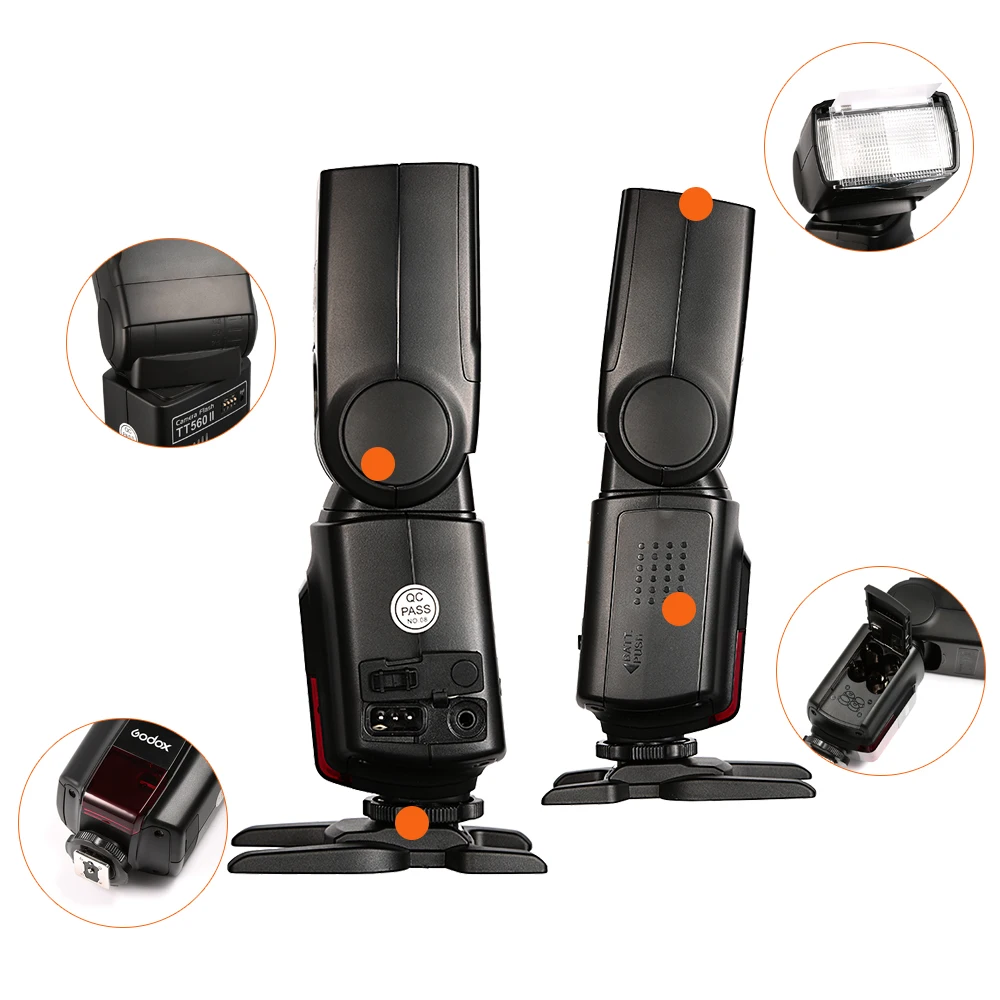 Godox Камера flash tt560ii * 2 шт. gn38 со встроенным 433 мГц Беспроводной Трансмиссия +