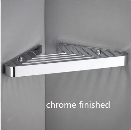 chrome single Твердая латунь настенные золото Ванная комната угловая полка для ванной полка для шампуня полка для ванной и душа мыльницы для ванны аксессуары - Цвет: chrome single