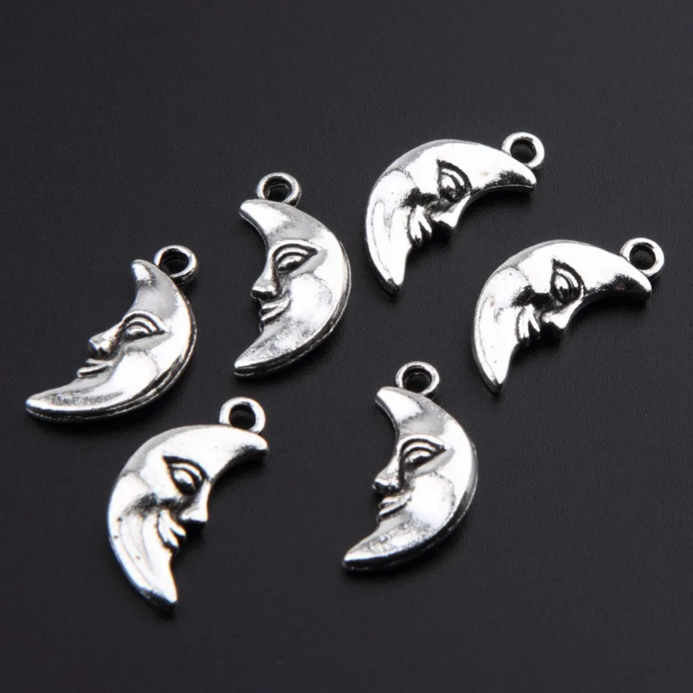 45 шт./лот 19 мм антикварные ювелирные изделия из серебряного сплава в форме Луны