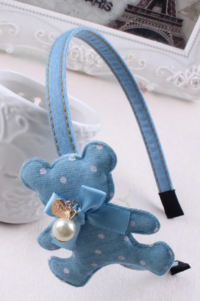 Джинсовый обруч для волос в горошек с изображением животных повязка на голову