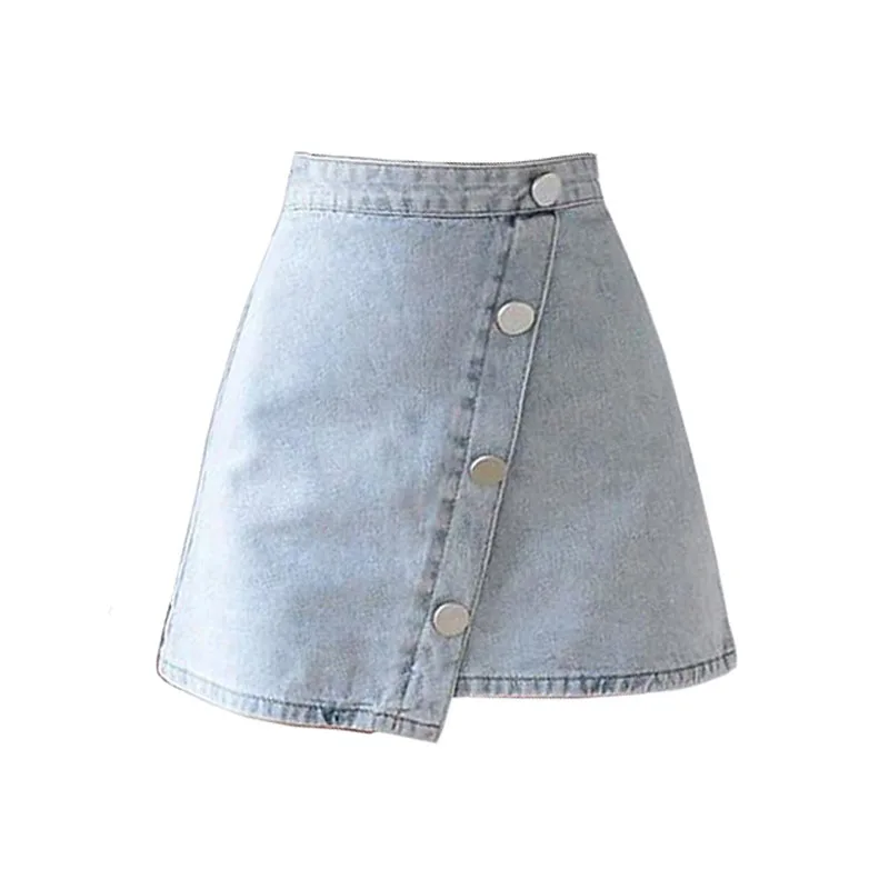 

PERHAPS U Women Denim Mini Skirt Button S0162