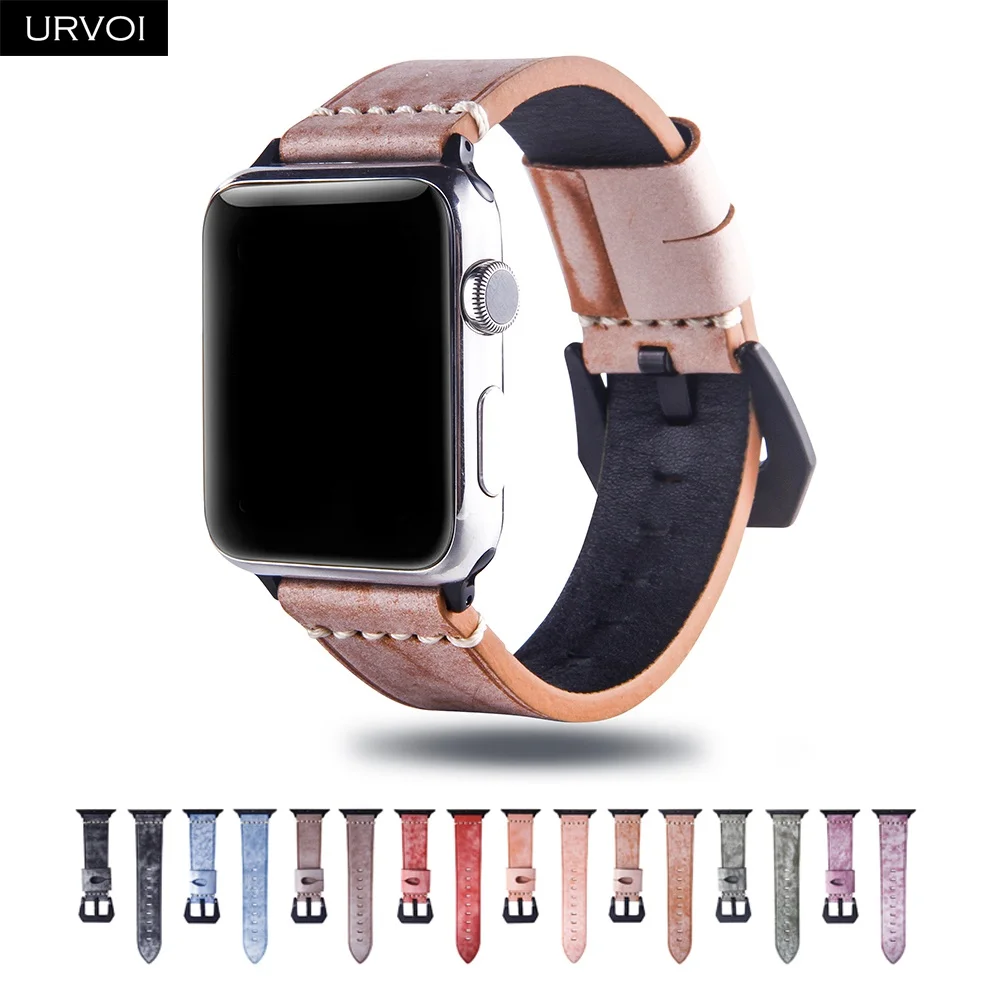 URVOI ремешок для apple watch series 4 3 2 iwatch натуральная кожа черная пряжка белый туман воск
