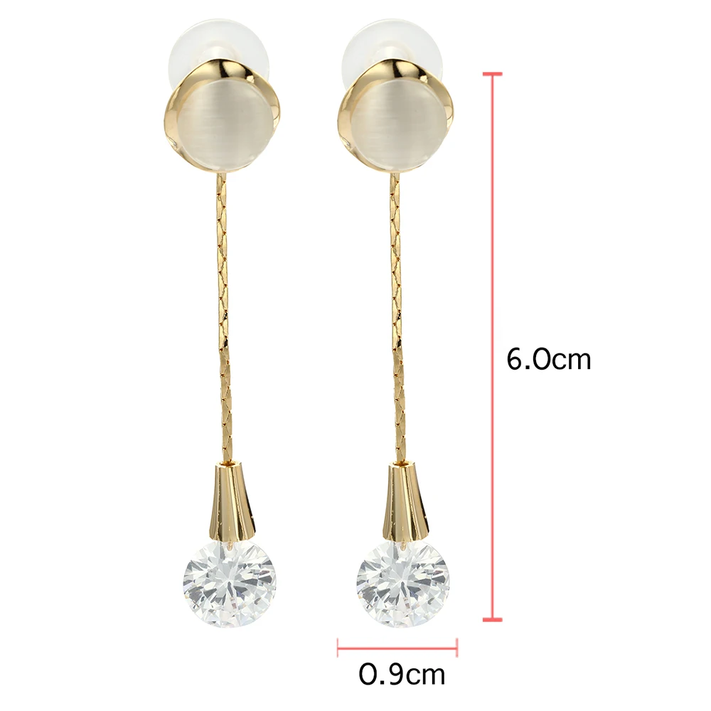 Women Long Dangle Drop Earrings with Opal Stone Chains and AAA+ Cubic Zirconia Zircon Trendy Style High Quality |