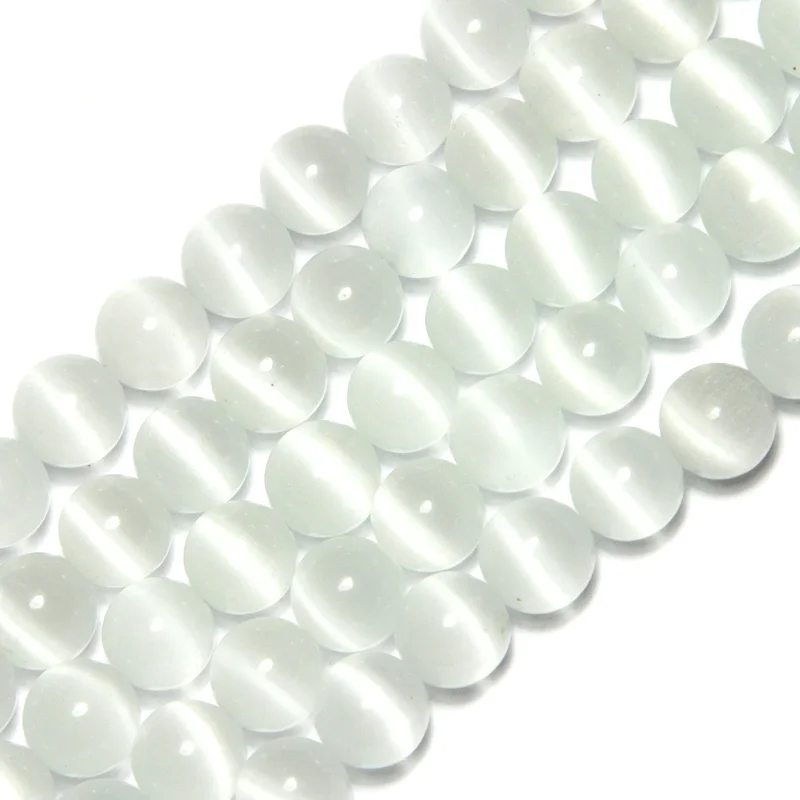 Круглые Хрустальные белые бусины кошачий глаз DIY свободные разделительные для