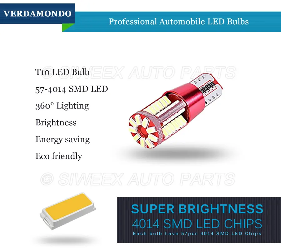 Автомобильные аксессуары T10 W5W 4014 светодиодный 57 SMD Авто Canbus без ошибок Клин несколько огней дневные ходовые лампы Интерьер купольная лампа 12 В