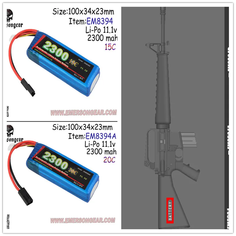 EMERSON 11 1 В 2300 мАч с высокой емкостью 15C/20C/30C одна полоса li ion AIRSOFT CRANE разъемы для
