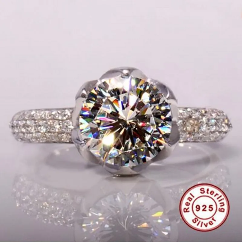 Настоящее твердое обручальное кольцо из стерлингового серебра 925 пробы для