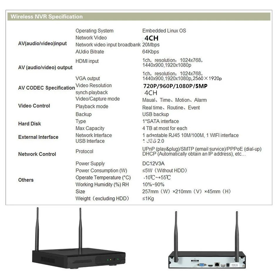 Кабельным телевидением беспроводным Системы Беспроводной 5MP H.265 NVR kit 4 шт. 5.0MP ИК