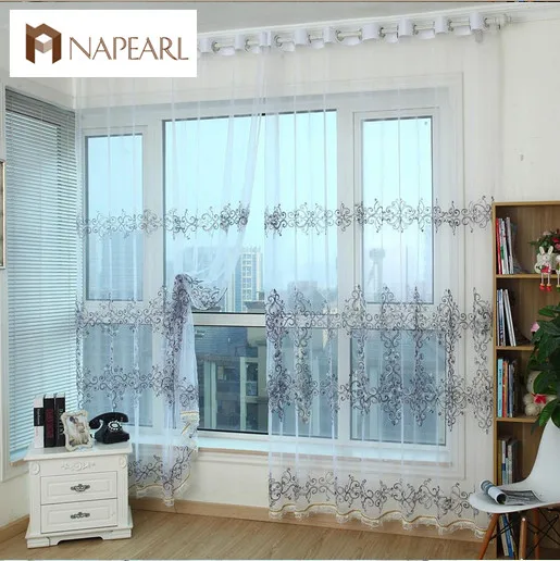 NAPEARL Краткое современное качество вышитые занавески окна Экранирование готовой