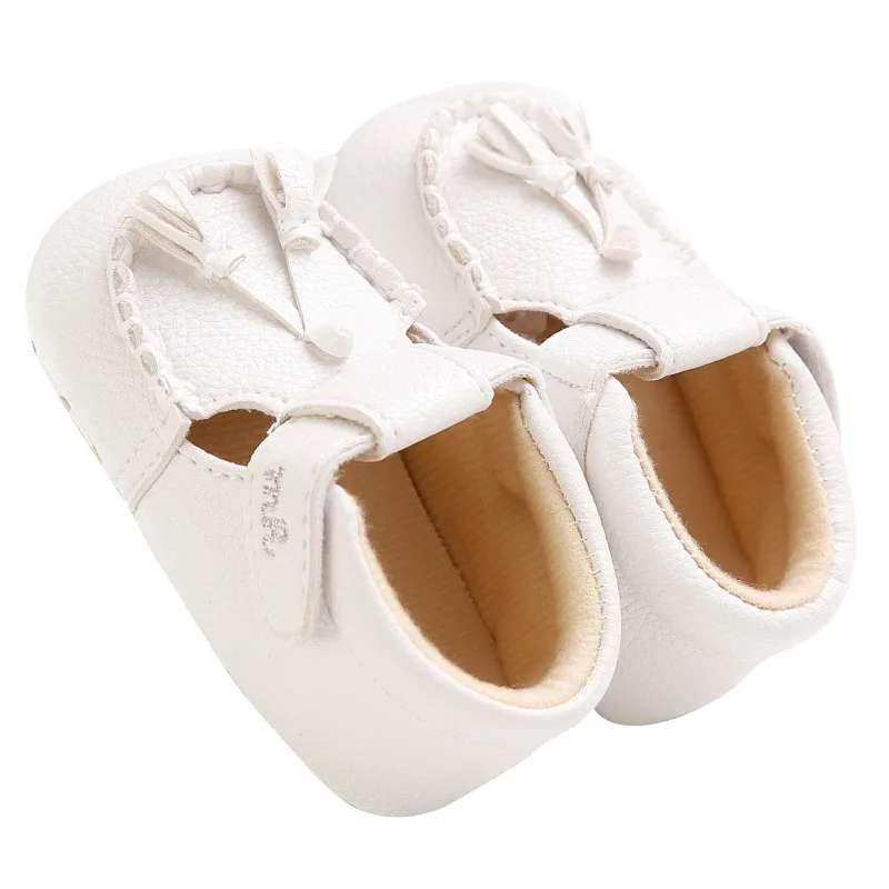 

Baby Shoes Girls PU Leather Tassel Crib First Walker Toddler Boys Soft Sole White Prewalker 0-18 Months