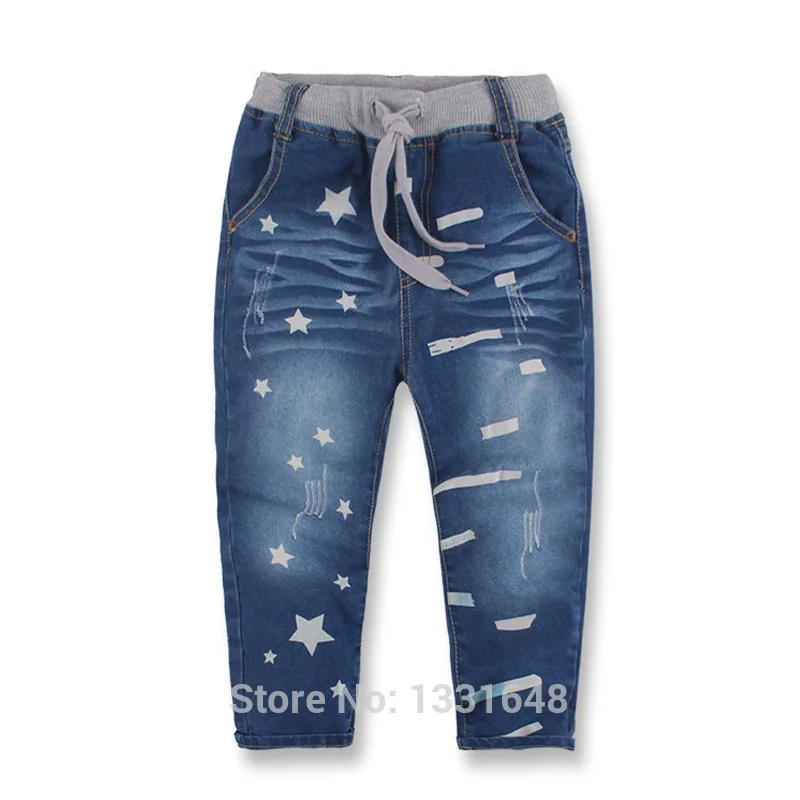 Высококачественные осенние модные джинсы для маленьких мальчиков 2016 детские