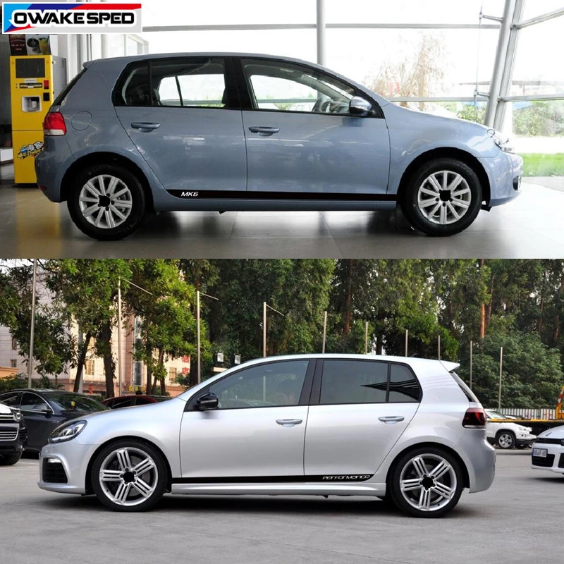 Автомобильный стикер Clubsport для Volkswagen Golf 6 MK6, автомобильная боковая юбка в полоску, наклейка из углеродного волокна, Виниловая наклейка, автомобильные аксессуары