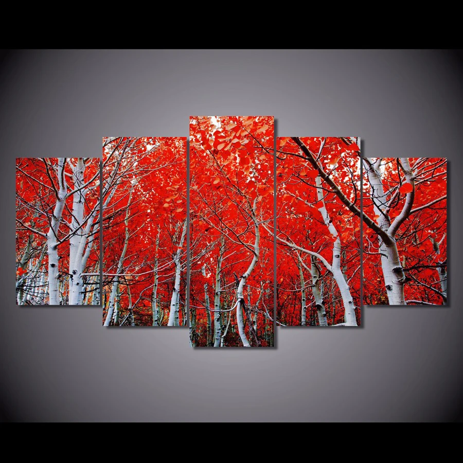 Прямая поставка HD холст Художественная печать красный осень кленовый лист