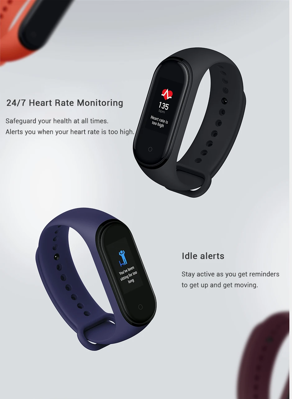 Xiaomi mi смарт-браслет 4, 3 цвета, AMOLED экран, mi Band 4, смарт-браслет, фитнес-браслет, Bluetooth, спортивный водонепроницаемый смарт-браслет