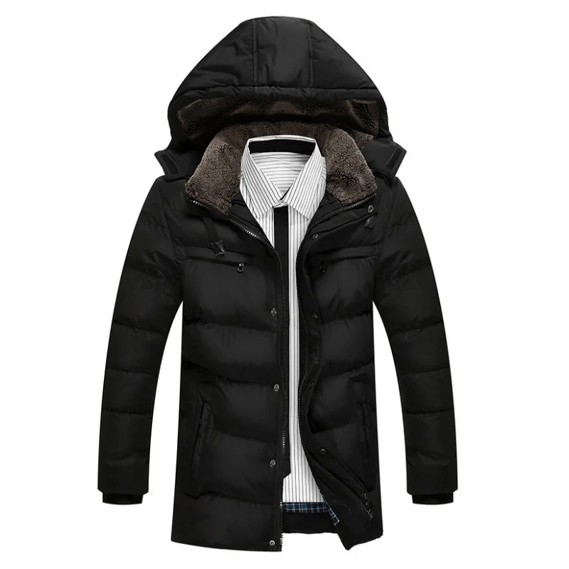 2017 зимняя куртка Для мужчин Повседневное хлопковая парка меховой воротник