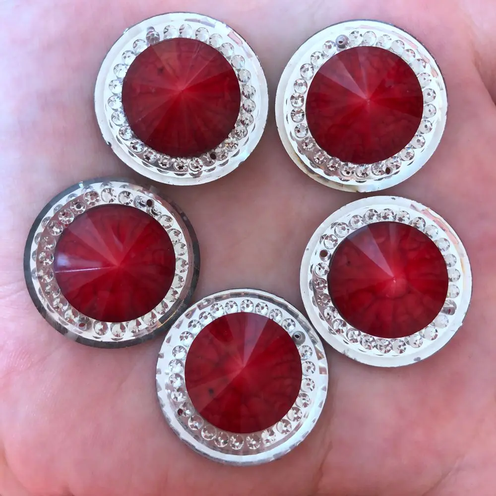 Hot 6pcs 25mm Resin shiny Crack Round Flatback Rhinestone bead Child Work Scrapbooks DIY 2 hole Wedding ornaments craft PR72 | Украшения и