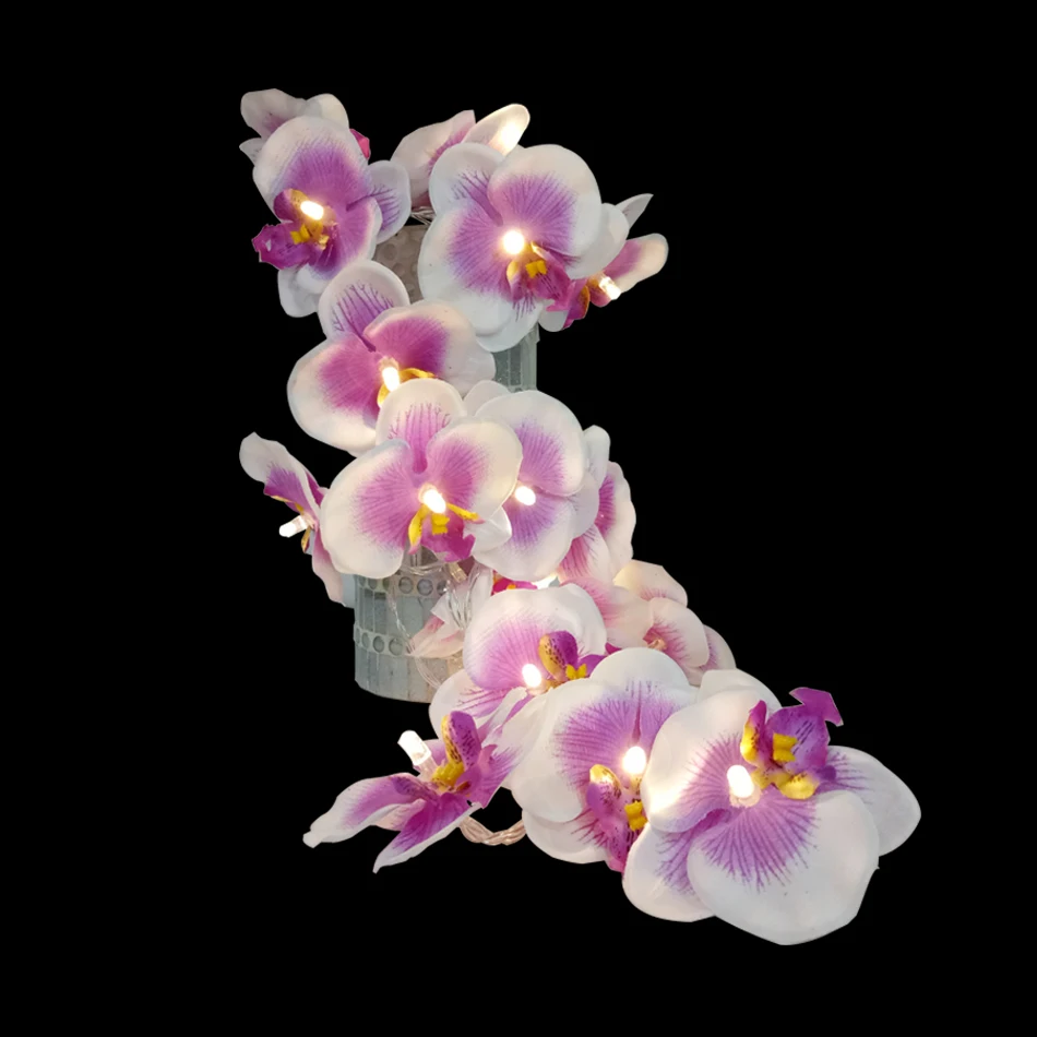 Фото Креативная светодиодная гирлянда Орхидея сделай сам цветочный праздничный