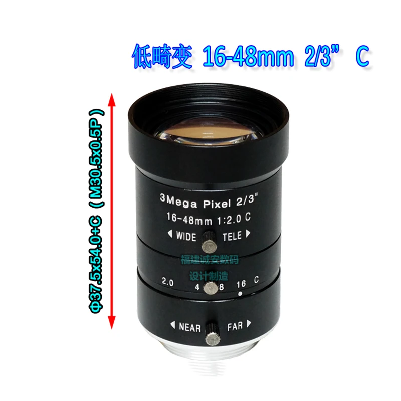 Industrial Grade Low Distortion Zoom Camera Lens 16-48mm 2/3&quot Interface C | Инструменты
