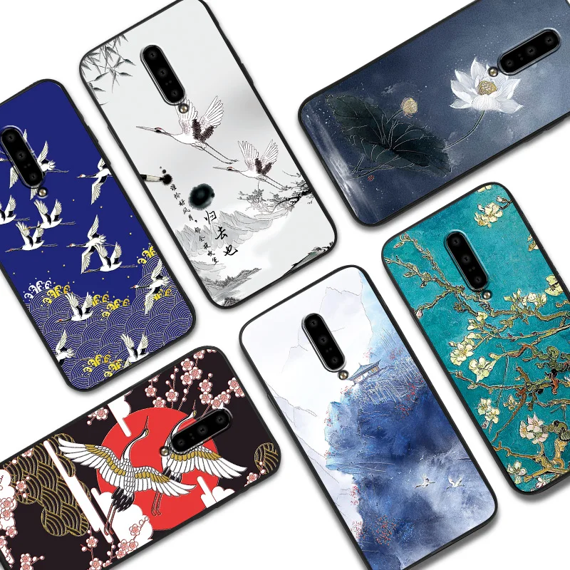 Тисненый винтажный Чехол для Oneplus 7 Pro чехол с китайскими чернилами из восточно