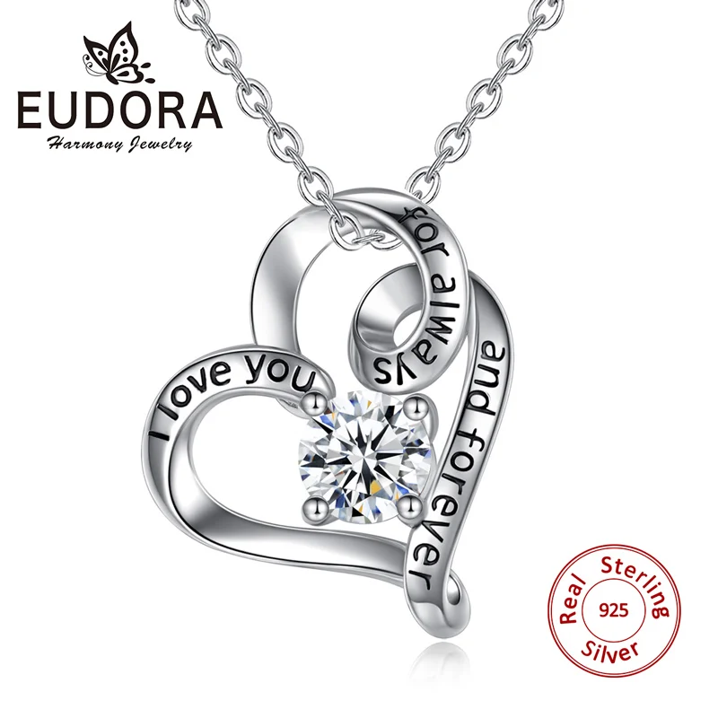 Юдора 925 стерлингового серебра I Love You for alway And Forever Сердце ожерелье Любовь