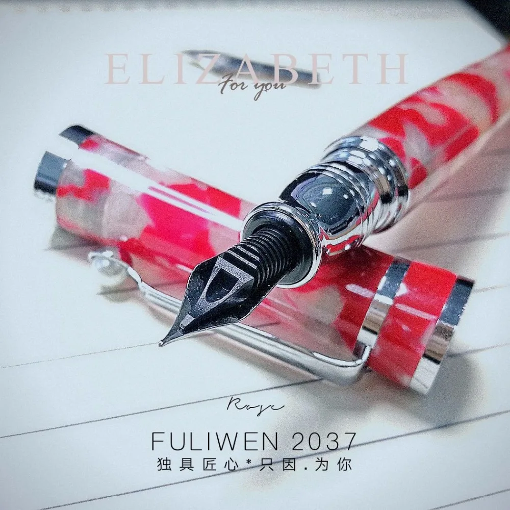 Новый Fuliwen Elizabeth Edition F2037 Celluloid стиль перьевая ручка высокого качества красный