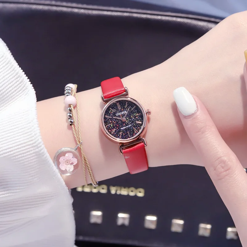 Женские часы с браслетом звездного неба золотые маленькие наручные элегантные