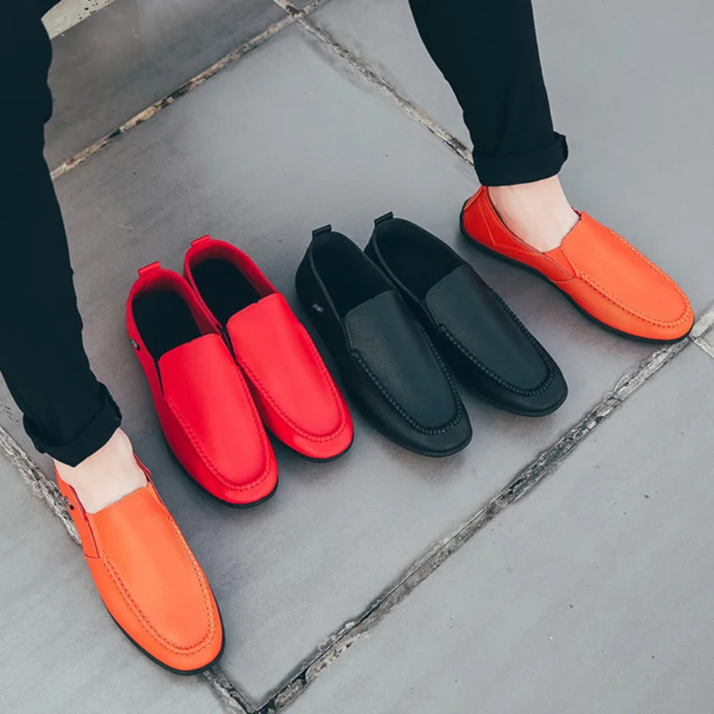 

Peas Shoes 2019 New Autumn Men Casual Shoes Lazy One Foot Suede Single Shoes Men Flat Comfortable Driving Shoes
